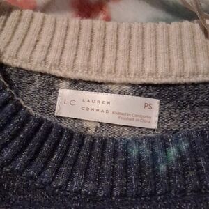 LC Lauren Conrad Floral Knit in Blue and Coral Sweater Dress 👗